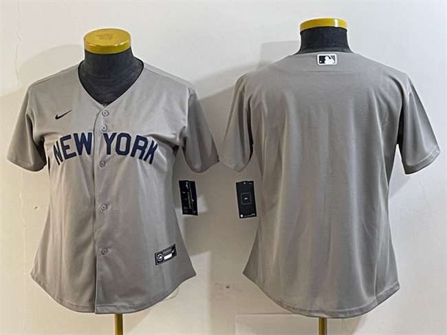 Women's New York Yankees Blank Grey Cool Base Stitched Jersey(Run Small)